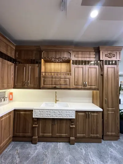 کابینت کلاسیک با روکش وکیوم طرح چوب - طراحی سنتی و زیبا